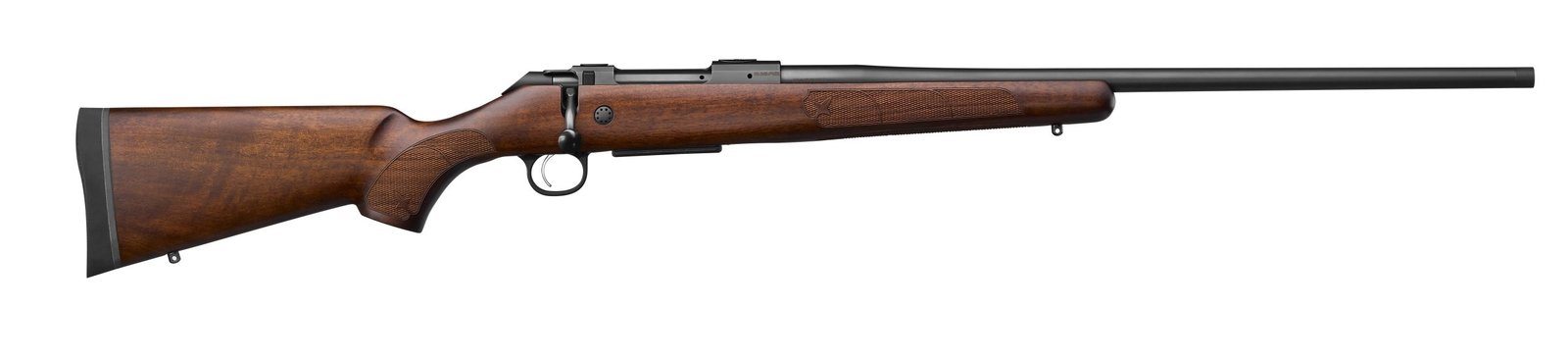 CZ 600 PLUS ST3 AMERICAN, 270 WIN, 5 RD, 24IN, 9/16X24, DRILLED AND TAPPED, WALNUT STOCK