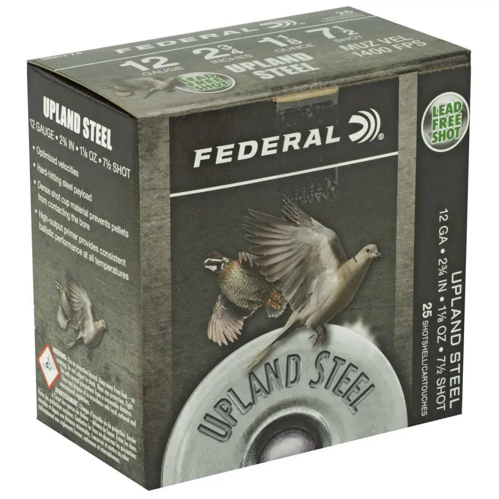 FEDERAL 12GA 2-3/4" 1 1/8 OZ 7.5 UPLAND STEEL 25 RD/BX 10 BX/CS