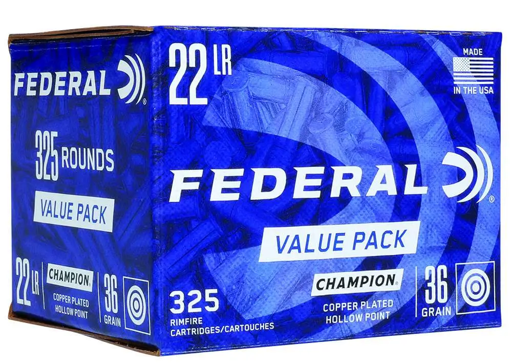FEDERAL 22 LR CHAMPION PLATED HP 325 RD/BX 10 BX/CS