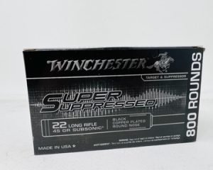 Winchester 22LR Ammunition Super Suppressed SUP22LRB 45 Grain Subsonic Copper Plated Round Nose Brick of 800 Rounds