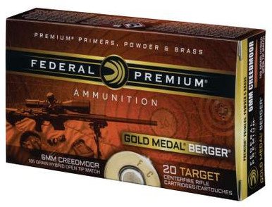 Federal 6mm Creedmoor Ammunition Gold Medal GM6CRDBH1 105 Grain Berger Hollow Point 20 Rounds