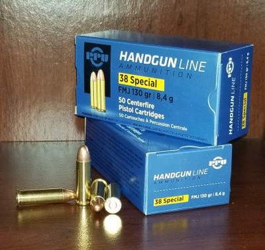 Prvi PPU 38 Special Ammunition PPH38SF 130 Grain Full Metal Jacket 50 Rounds
