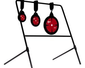 EZ-Aim Triple Deflector Spinner Target System Rimfire .22 Cal. & Air Guns 10.75"W x 12.5"H - Black/Red