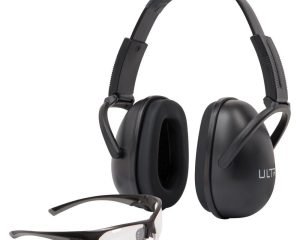 Allen ULTRX Blocker Eye & Ear Protection Combo Passive Ear Muffs 23dB Black Shooting Glasses Clear with Black Frames