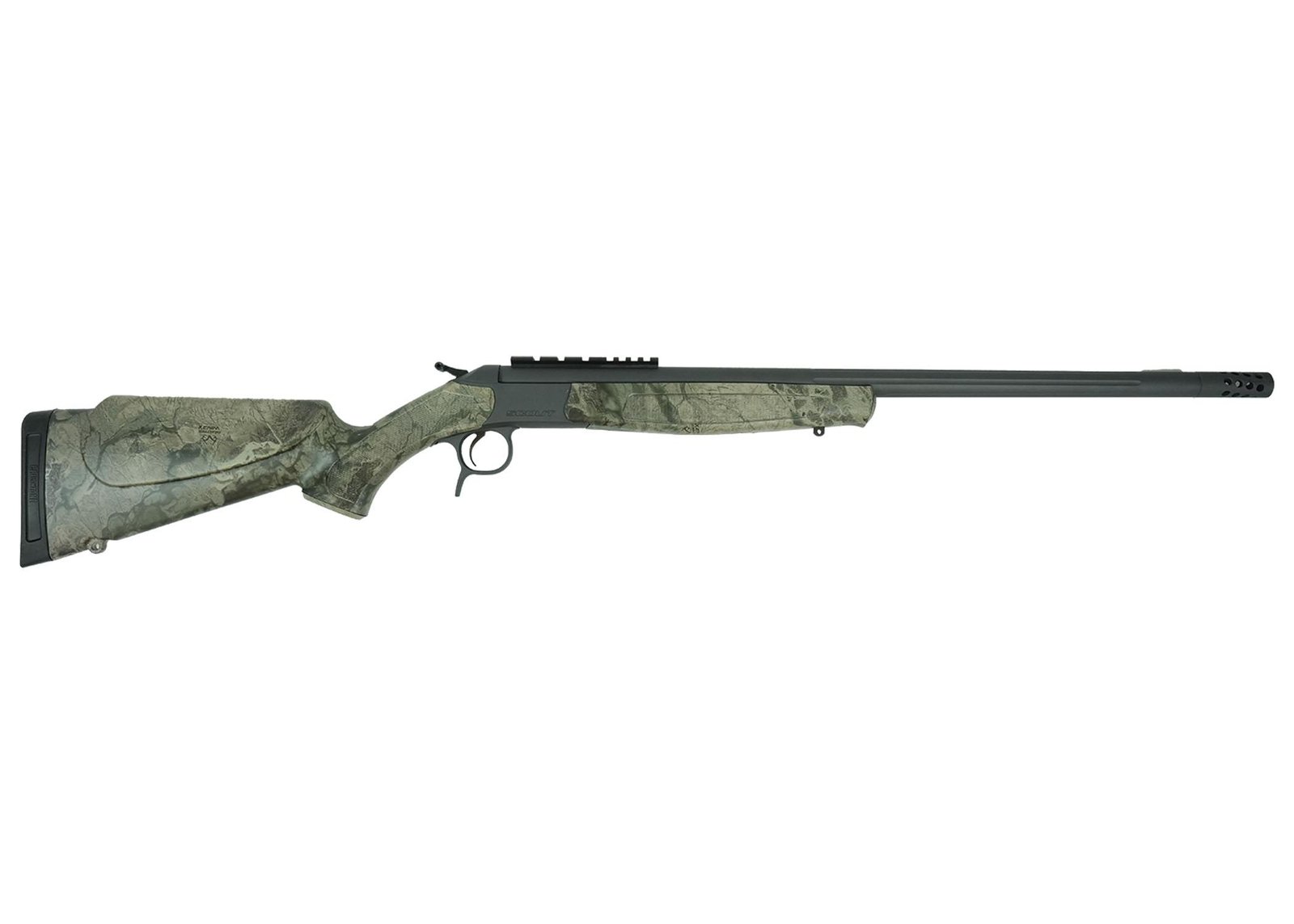 CVA Scout V2 TD Rifle .450 Bushmaster Single Shot 25" Sniper Grey Cerakoted Threaded Barrel Camo Stock