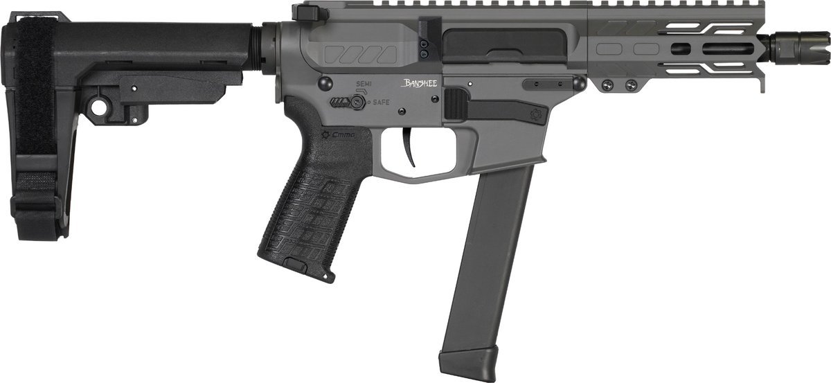 CMMG Banshee MkGs Pistol - Tungsten | 9mm | 5" Barrel | 4" M-LOK Handguard | SBA3 Arm Brace