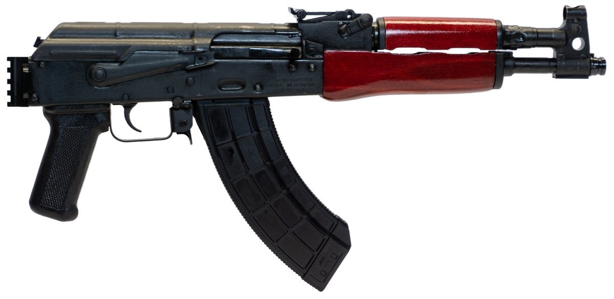 Century Arms Romanian Draco Stamped AK-47 Pistol - Black | 7.62x39 | 12.25" Barrel | Red Wood Handguard