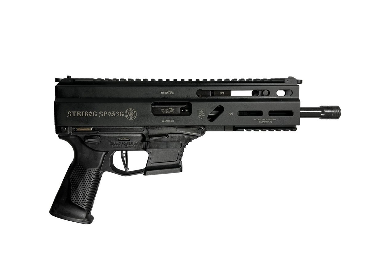 Grand Power Stribog SP9A3G Pistol - Black | 9mm | 8" Threaded Barrel | 30rd | Utilizes Glock Style Mags