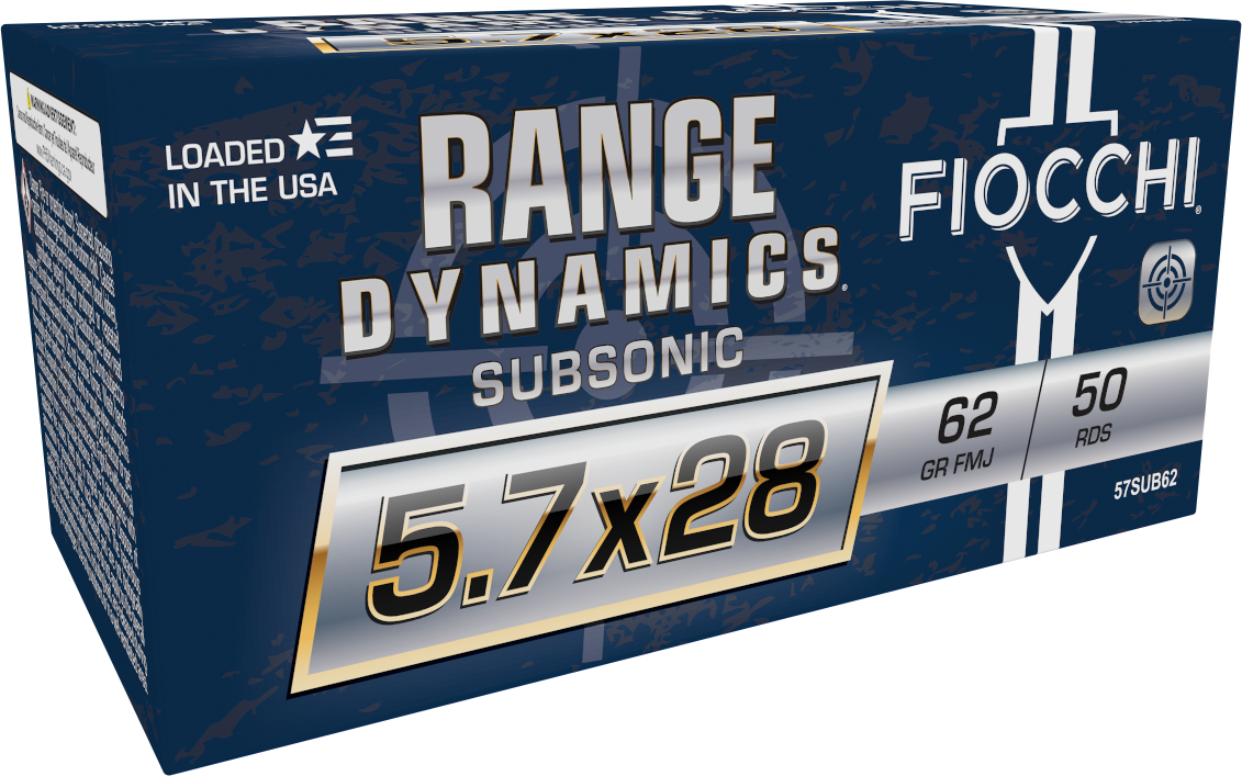 FIOCCHI 5.7X28 RANGE DYNAMICS SUBSONIC 62G 50RD BX 500RD CS