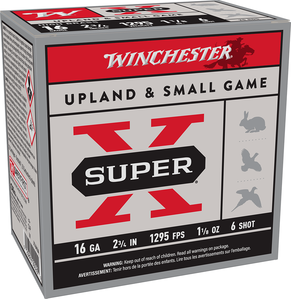 WINCHESTER SUPER X UPLAND 16 GA 2-3/4" #6 HB 1-1/8 OZ 25 RD/BX 10 BX/CS