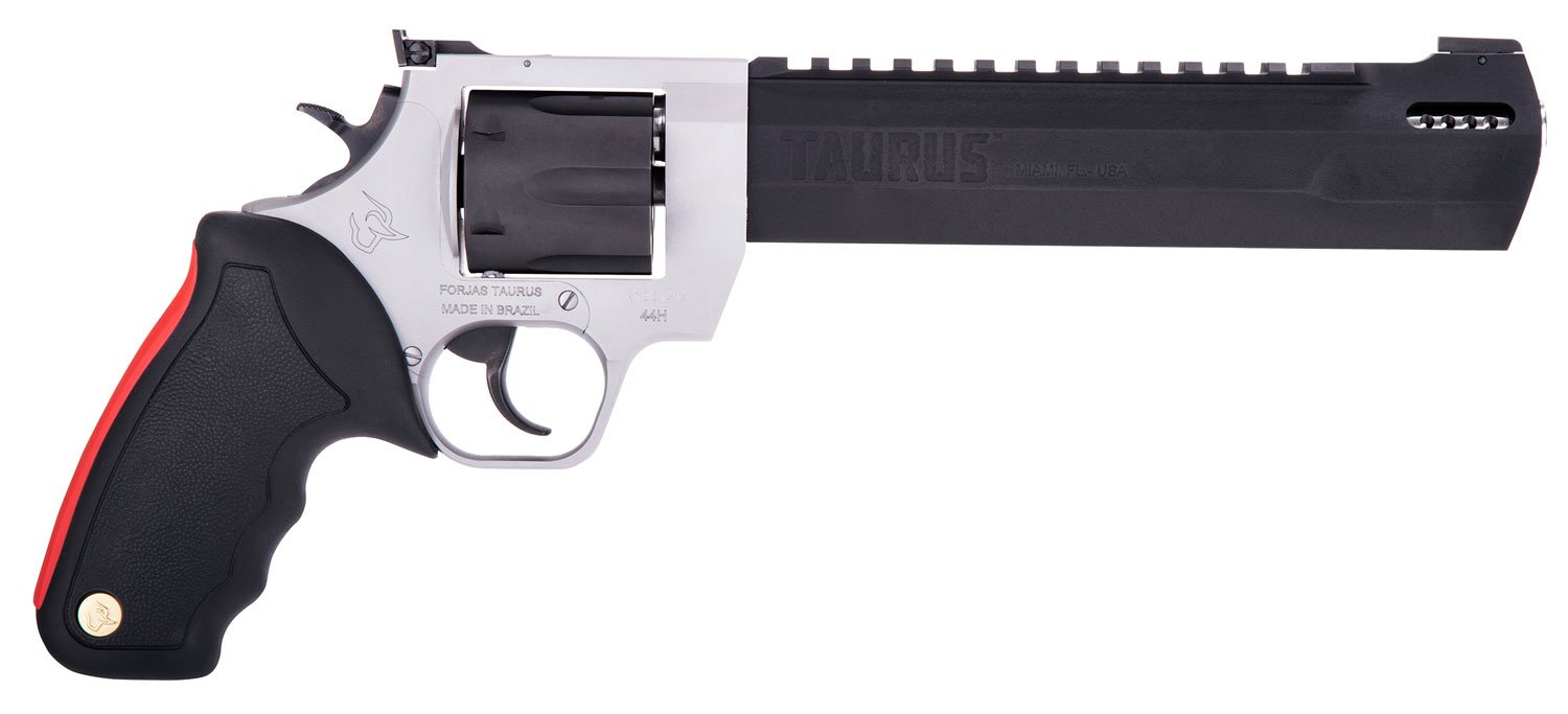 Taurus 2-440085RH Raging Hunter 44 Rem Mag 6rd 8.37" Black Stainless Steel Barrel Matte Black Oxide Cylinder Matte Stainless Steel Frame Black Rubber with Integrated Red Cushion Insert Grip