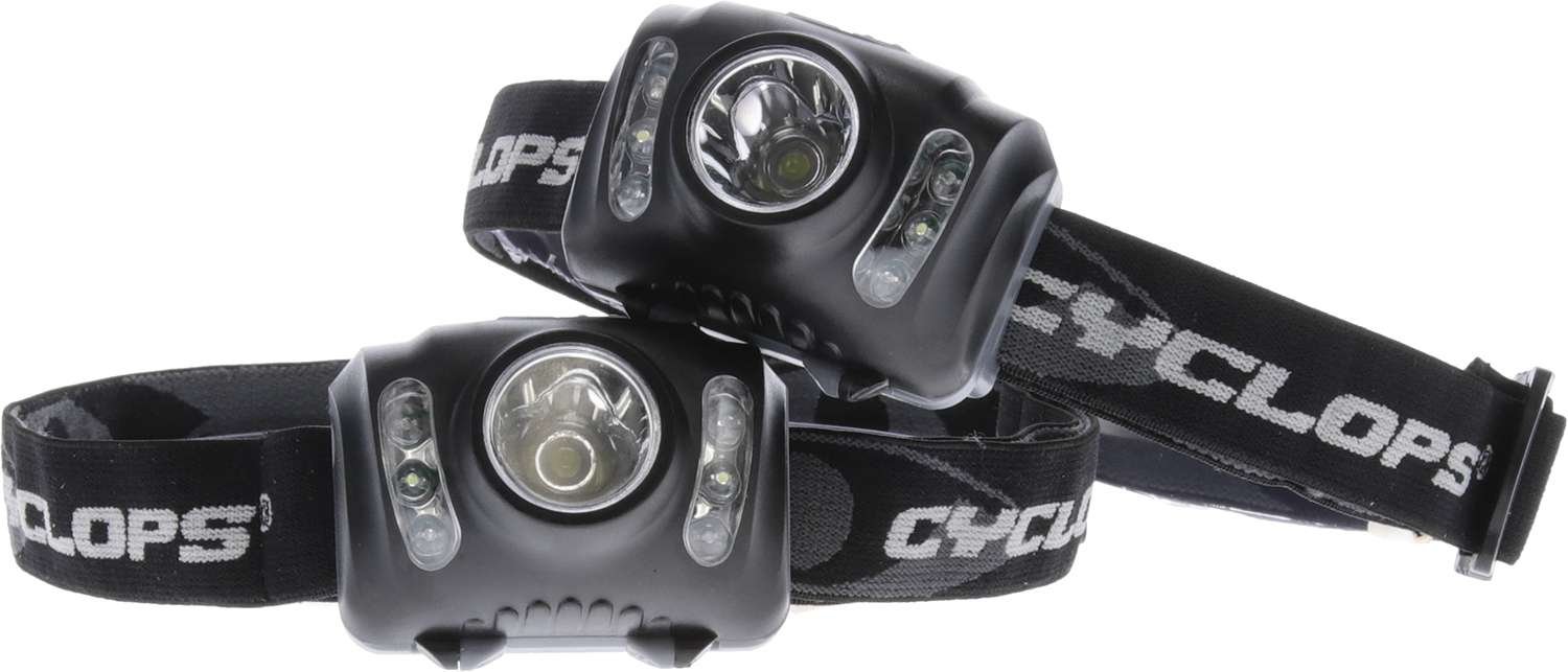 Cyclops CYCHL2102PK Headlamp 210 Lumens White Red/Green/White LED Bulb Black 2 Pack