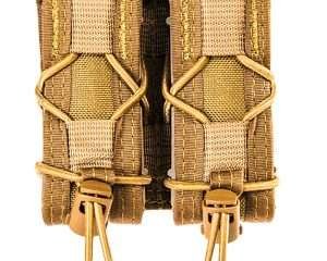 High Speed Gear 11PT02CB TACO Mag Pouch Double Coyote Brown Nylon MOLLE Belts 2" Wide Compatible w/ Pistol