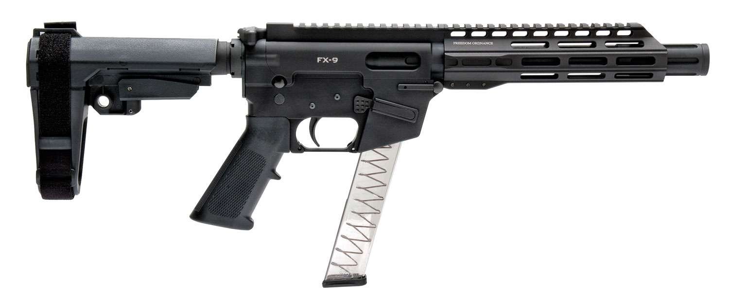 Freedom Ordnance FX-9P8S FX-9 9mm Luger 8" 31+1 Black Anodized Black Polymer SBA3 Pistol Brace