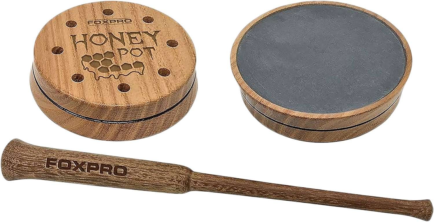 Foxpro HPSLATE Honey Pot Friction Call Attracts Turkeys, Natural Honey Locust Wood/Slate
