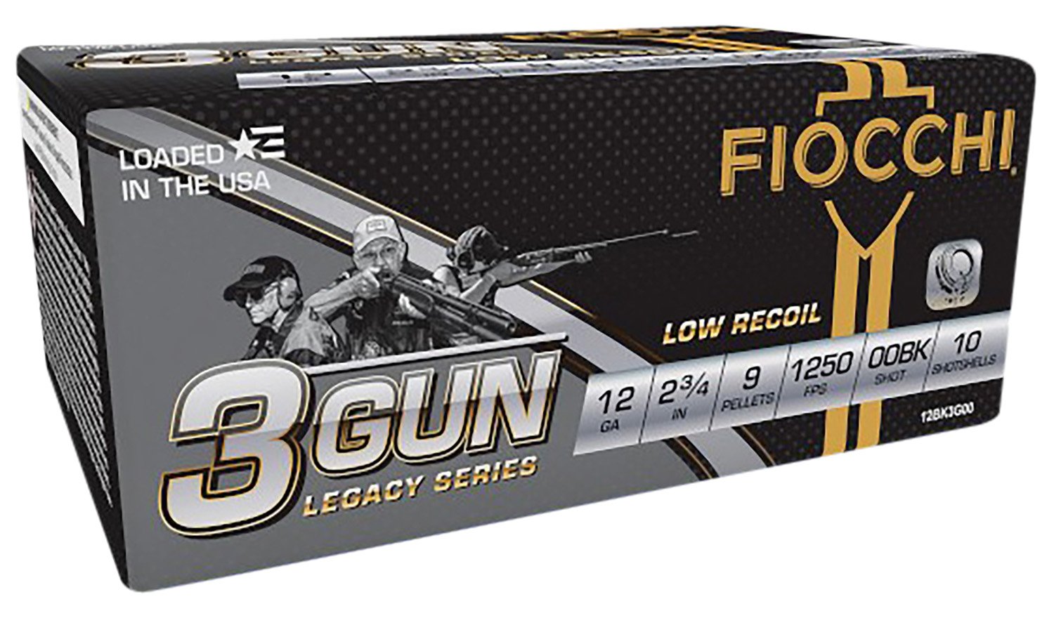 Fiocchi 12BK3G00 3-Gun Match Legacy Series 12Gauge 2.75" 9Pellets 00Buck Shot 10 Per Box/25 Case