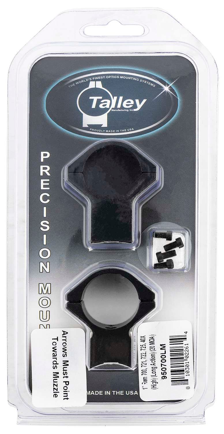 Talley 950700LM Scope Mount/Ring Combo Black Anodized Aluminum 1" Tube Remington 700/721/722/725/40X High Rings Long Action 20 MOA