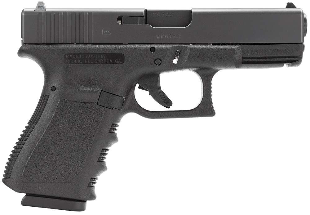 Glock PI2350203 G23 Gen3 Compact 40 S&W 13+1 4.02" Black Steel Barrel, Matte Black Serrated Slide, Black Polymer Frame w/Picatinny Rail, Black Textured Finger Grooved Polymer Grip, Right Hand