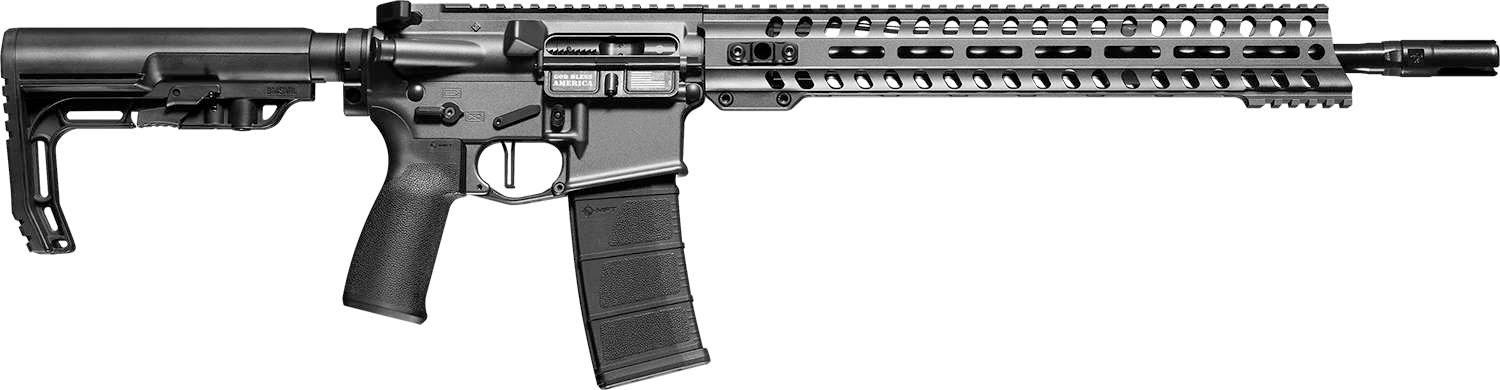 Patriot Ordnance Factory 01649 Minuteman Direct Impingement *CA Compliant 5.56x45mm NATO 16.50" 10+1 Tungsten Rec/14.5" M-Lok Handguard Black Nitride Barrel Black Polymer 6 Position MFT Stock & Grip