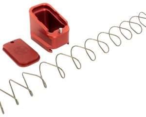 Shield Arms G17ME5RED Magazine Extension  +5 Extended 40 S&W/9mm Luger  Compatible w/Glock 17/19X/22/34/35/45, Red Anodized Aluminum