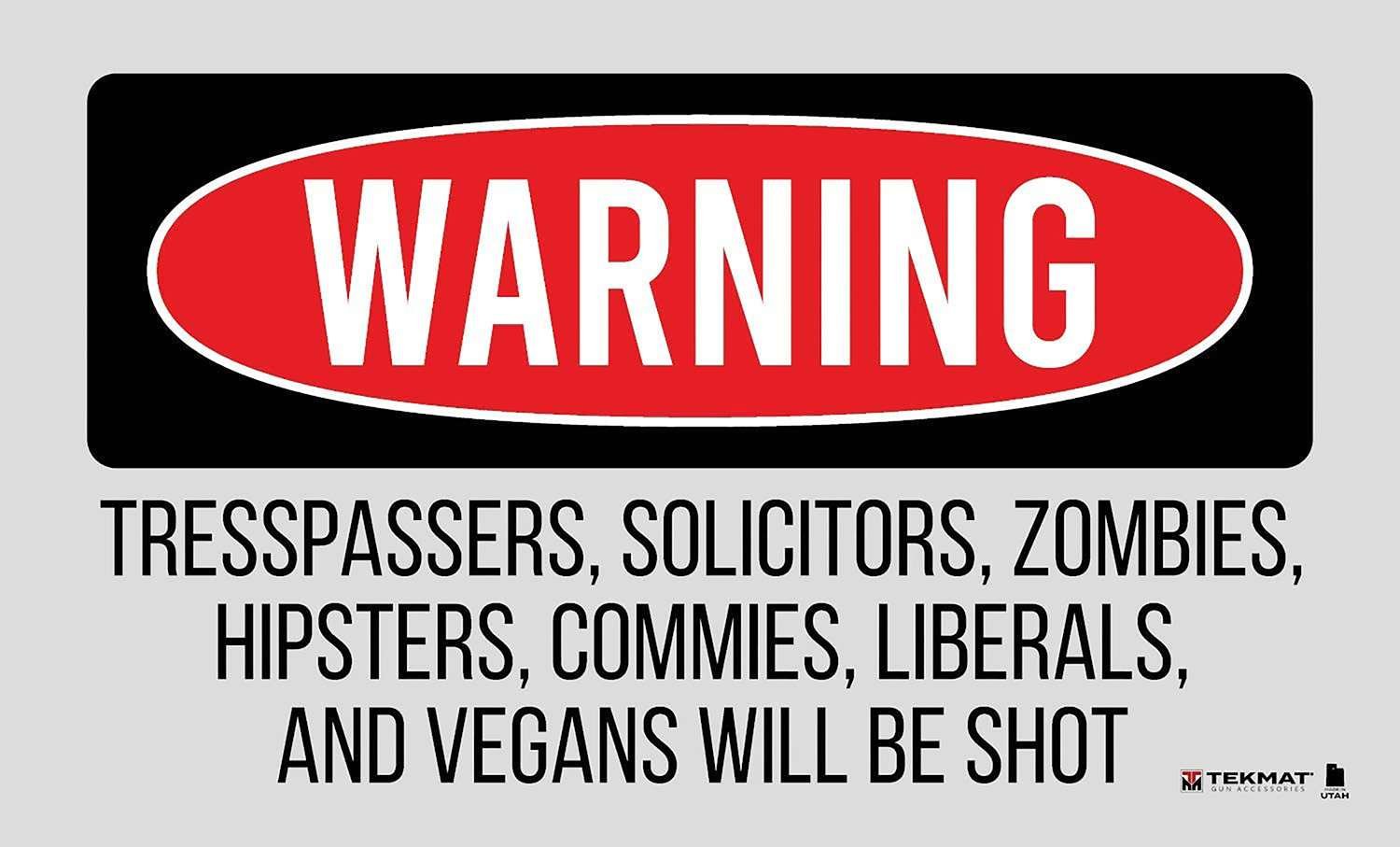 TekMat TEK42TRESPASSERS Trespassers Will Be Shot Door Mat Multi-Color Rubber 25"x42"