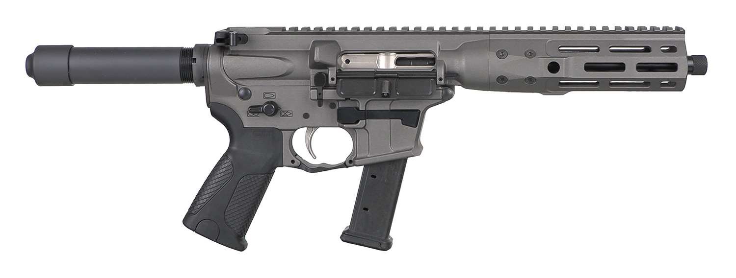 LWRC ICP9TG8 IC-9 9mm Luger 33+1 8.50" Black Nitride Threaded Barrel, M-LOK Handguard, Tungsten Gray Aluminum Receiver w/Integrated Rail Base, Black Pistol Tube, LWRC Ultra Combat Grip, Ambidextrous