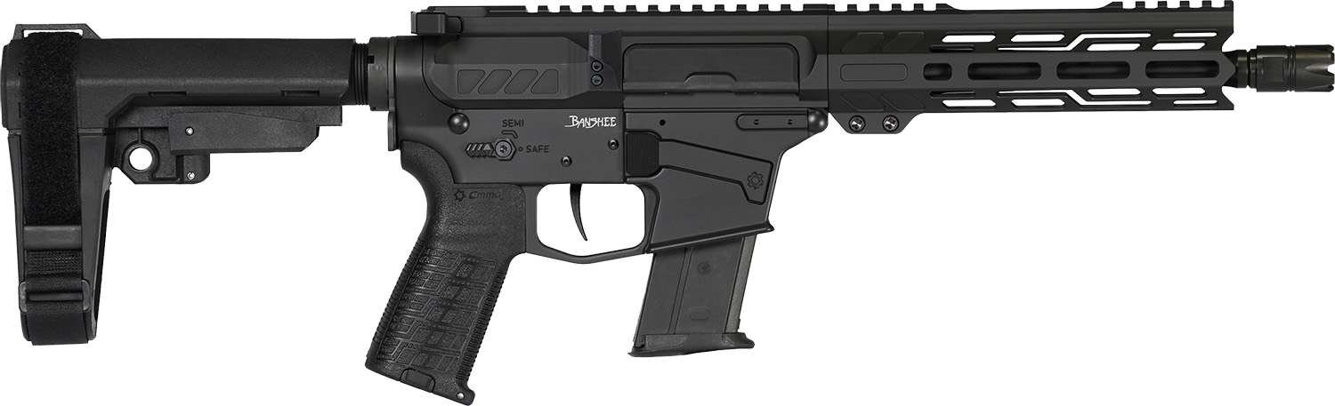 CMMG 57A340FAB Banshee MK57 5.7x28mm 20+1 8" Black Nitride Medium Taper Threaded Barrel, EML 7" M-LOK Handguards, Black Armor Cerakote Aluminum Picatinny Rail Receiver, CMMG Zeroed Grips