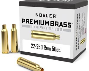 Nosler 10065 Premium Brass Unprimed Cases 22-250Rem Rifle Brass 50/Box