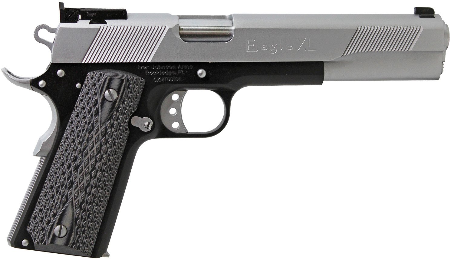 Iver Johnson Arms EAGLEXL10TT Eagle Deluxe 10mm Auto 8+1 6" Steel Barrel, Hard Chrome Serrated Steel Slide, Matte Black Steel Frame w/Beavertail, Black/Gray G10 Grip