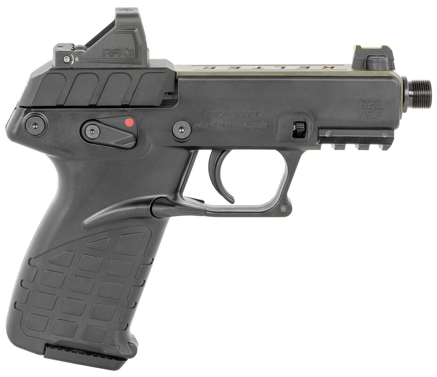 Kel-Tec P17GRNBLKOPTIC P17 22 LR 16+1 3.80" w/Optic & Holster Green/Black