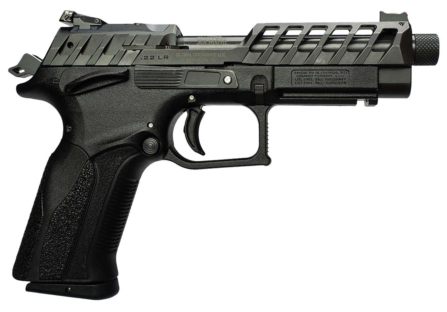 Grand Power 8588005808682 K22 X-Trim Mk23 22 LR 10+1 4.25" Black Barrel, Black Optic Cut/Serrated Slide, Black Steel Frame w/Beavertail, Interchangeable Backstrap Grip