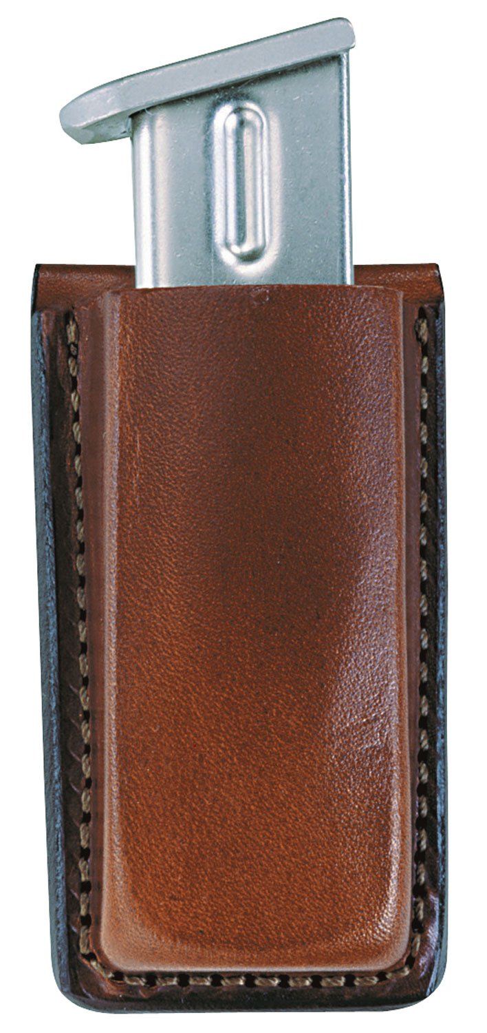 Bianchi 10739 Open Top Mag Pouch Single Tan Leather Belt Clip Compatible w/ 9mm/40 Belts 1.75" Wide