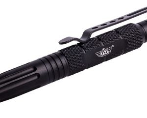 Uzi Accessories UZITACPEN6BK Tactical Pen Black Aluminum 6" Features Glass Breaker/Cuff Key