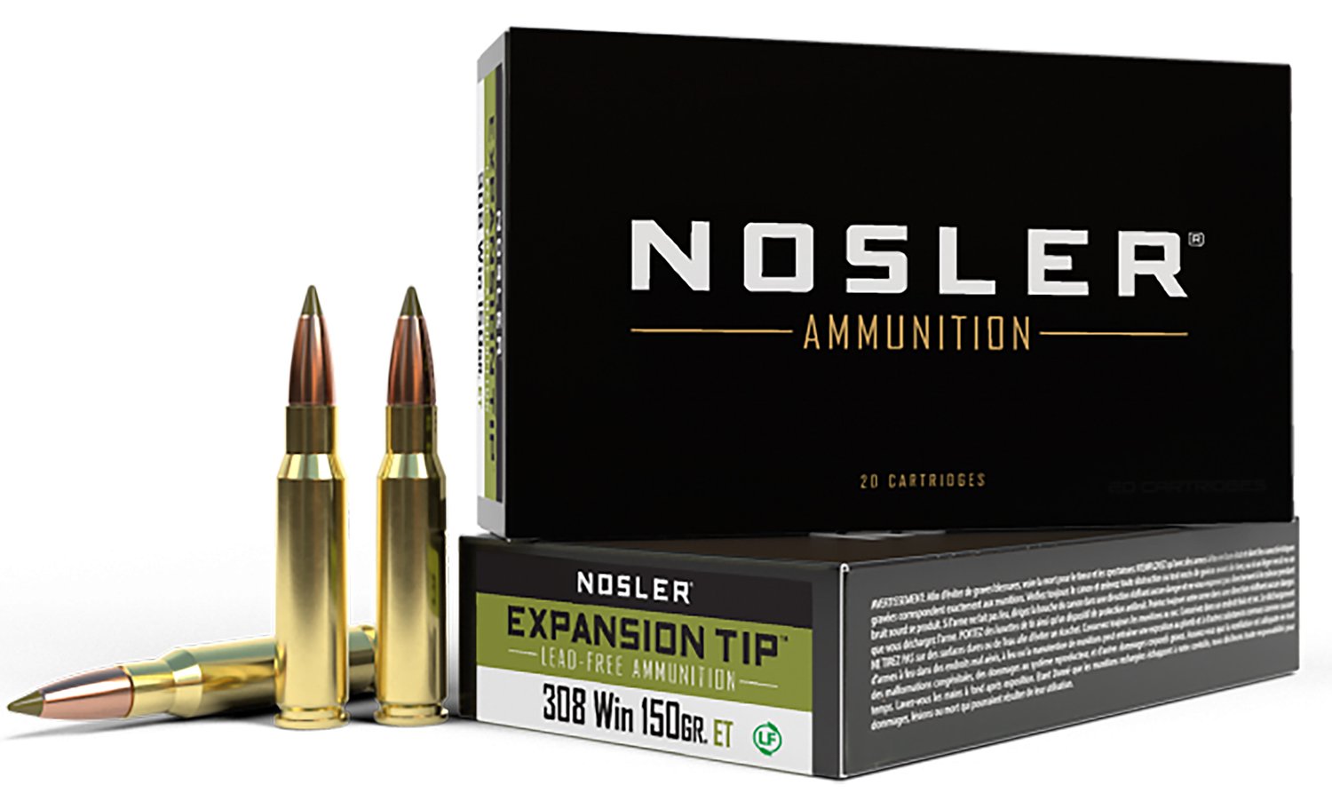 Nosler 40034 E-Tip 308Win 150gr E Tip Lead Free 20 Per Box/10 Case