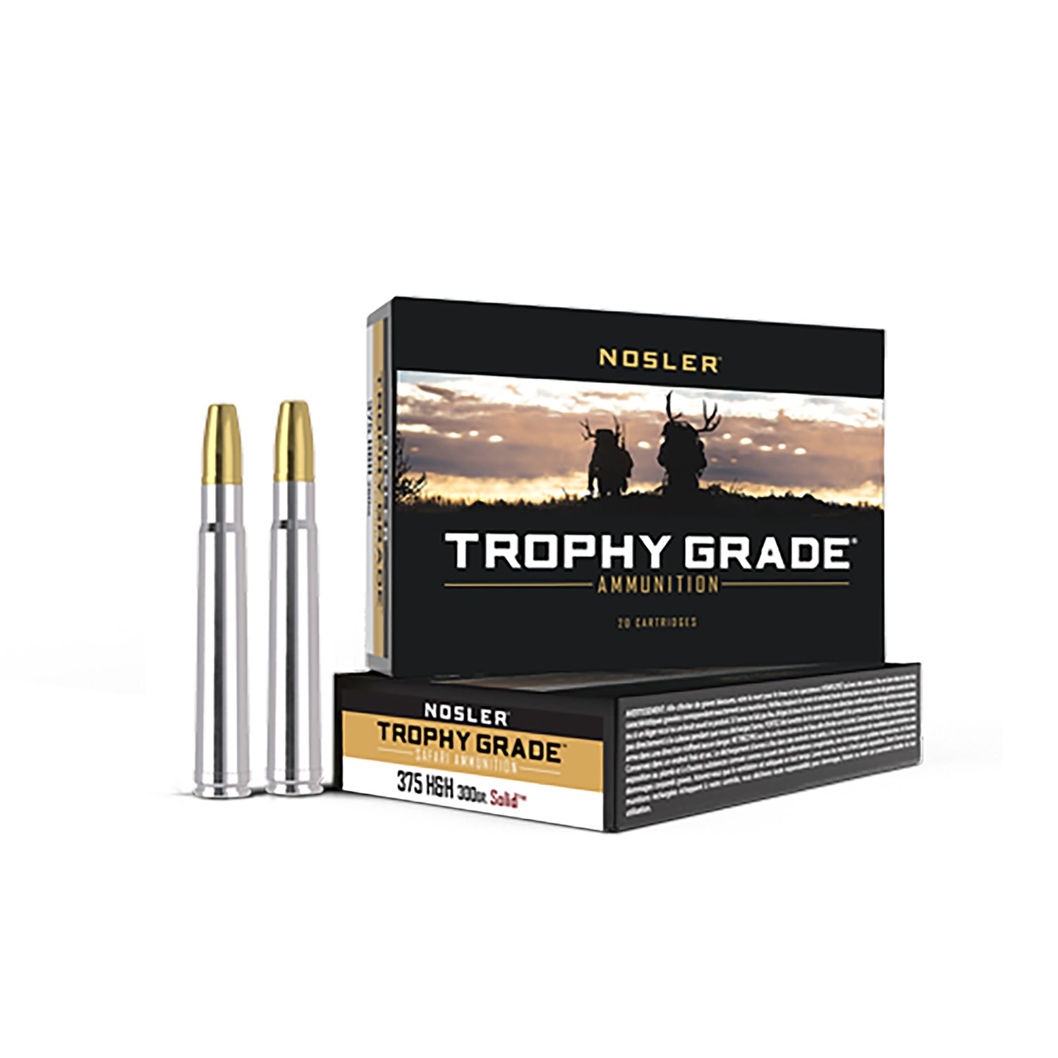 Nosler 40608 Trophy Grade Safari 375H&HMag 300gr Nosler Solid 20 Per Box/10 Case