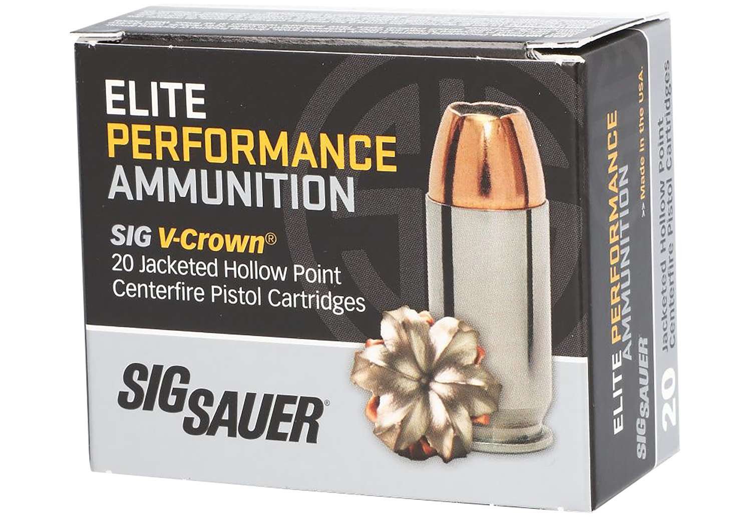 Sig Sauer E40SW220 Elite Performance 40S&W 180gr V-Crown Jacketed Hollow Point 20 Per Box/10 Case