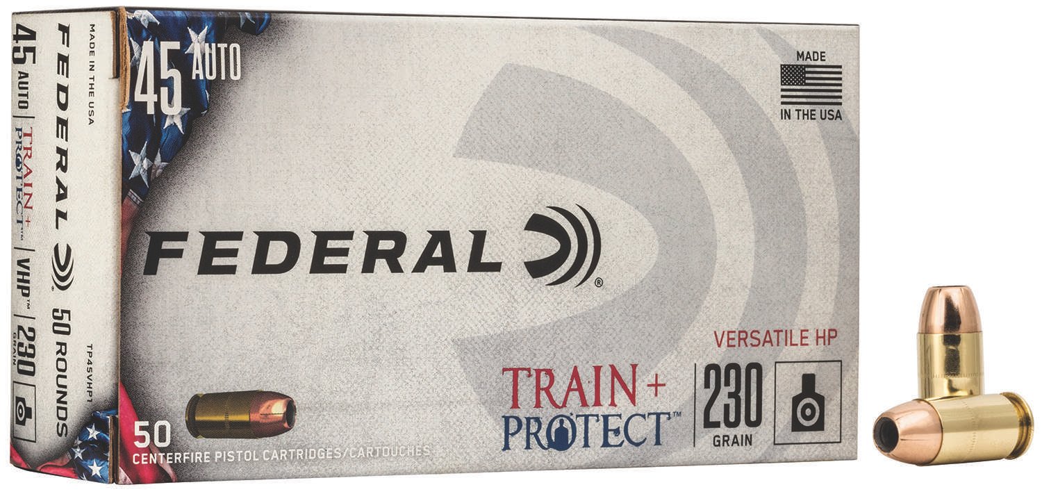 Federal TP45VHP1 Train + Protect 45ACP 230gr Versatile Hollow Point 50 Per Box/10 Case
