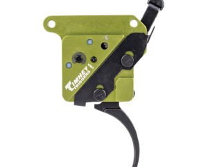 Timney Triggers 510V2THIN Elite Hunter  Thin Curved Trigger with 3 lbs Draw Weight & Black/Green Finish for Remington 700 Right