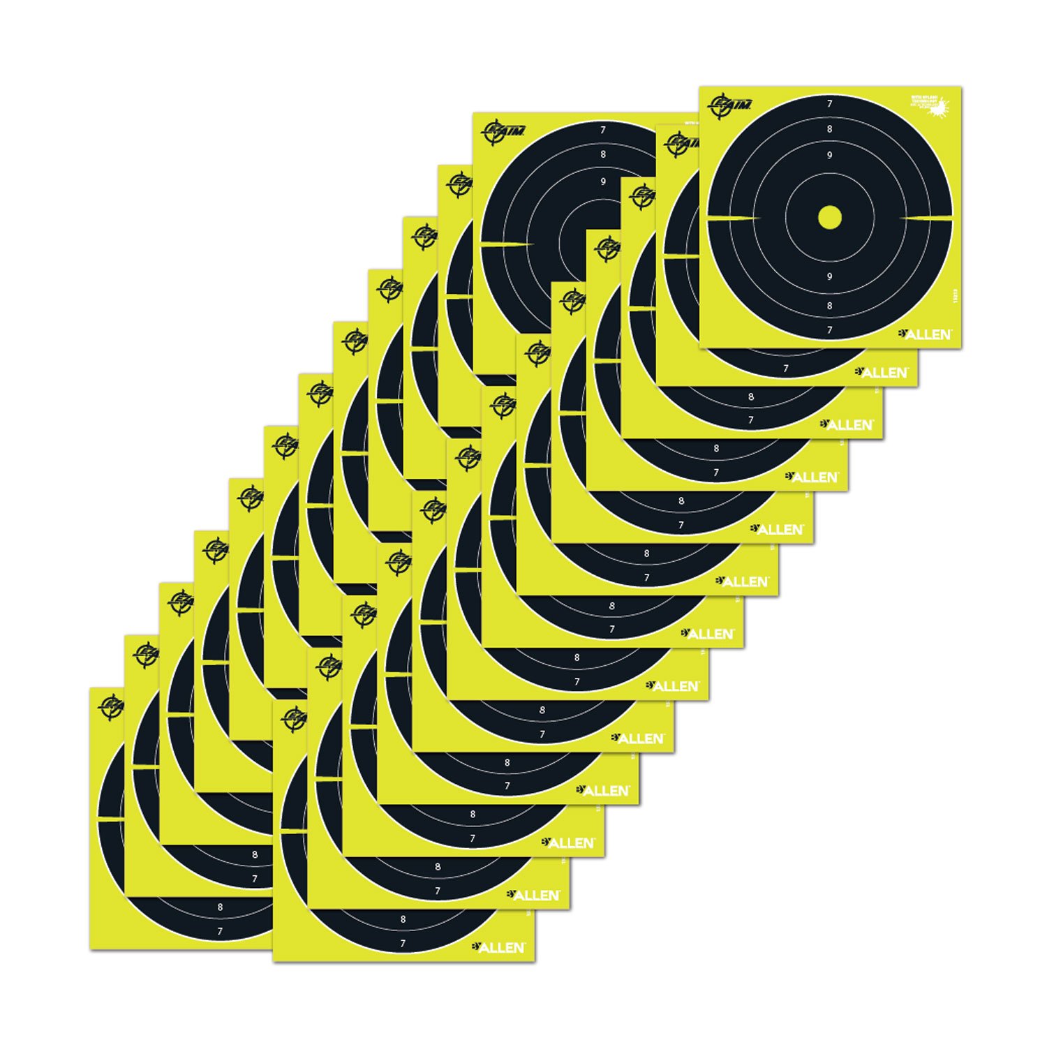 EZ-Aim 15213 Splash Reactive 8" Bullseye Hanging Paper 8" x 8" Black/Yellow White 25 Per Pkg