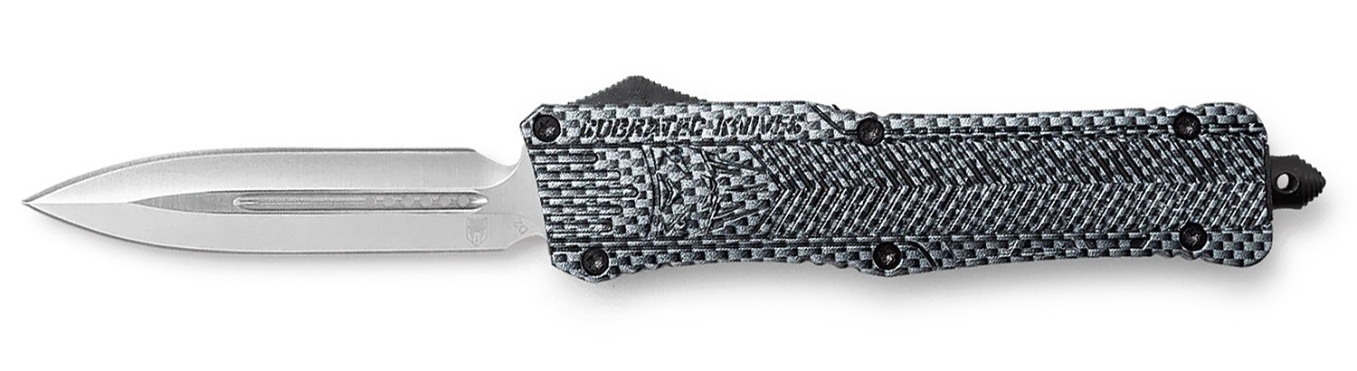 CobraTec Knives LCFCTK1LDAGNS CTK-1 Large 3.75" OTF Dagger Plain D2 Steel Blade/Carbon Fiber Aluminum Handle Features Glass Breaker Includes Pocket Clip