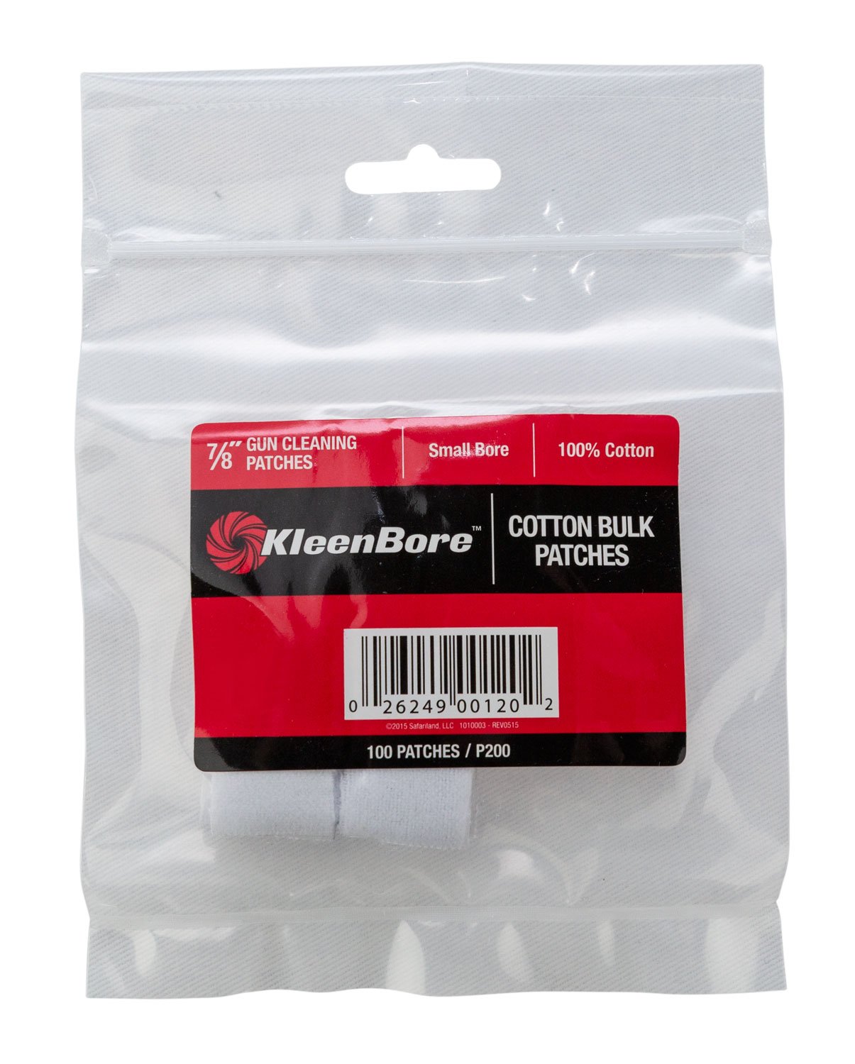 KleenBore P200 Super Shooter .17/ .177/ .200/ .204 Cal Small Bore Rifle 100% Cotton Flannel 100 Per Pack