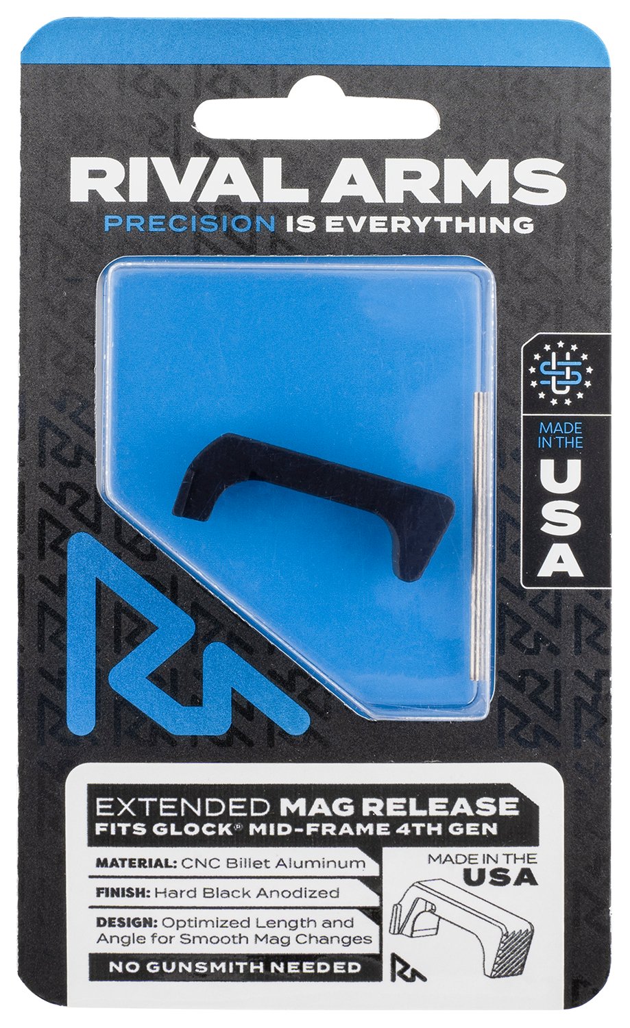 Rival Arms RA72G002A Magazine Release Glock Gen4 Extended Hard Black Anodized Aluminum