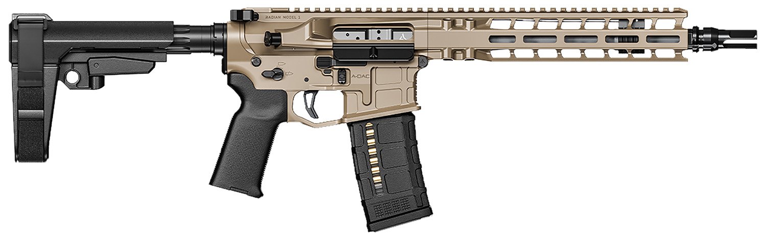 Radian Weapons R0514 Model 1 Pistol 223 Wylde 30+1 10.50", FDE Billet Rec/M-Lok Handguard, Smooth Buffer Tube (No Brace), Magpul Grip, Ambi Controls, Dead Air QD Flash Hider, Adj. Trigger