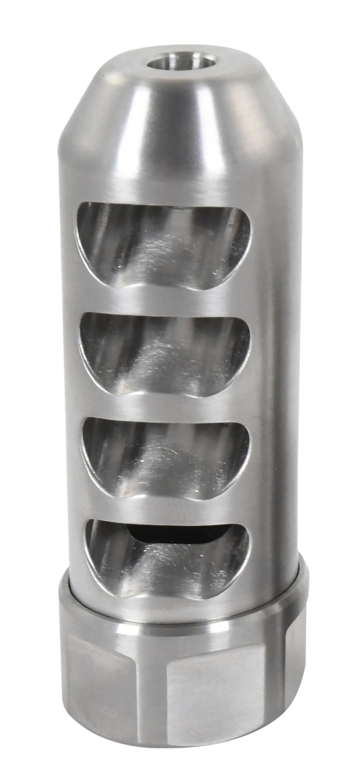 American Precision Arms G2F5838S Gen 2 Fat Bastard Self Timing Brake Stainless Steel with 5/8"-24 tpi Threads, 3.30" OAL & 1.115" Diameter for 338 Cal Rifle