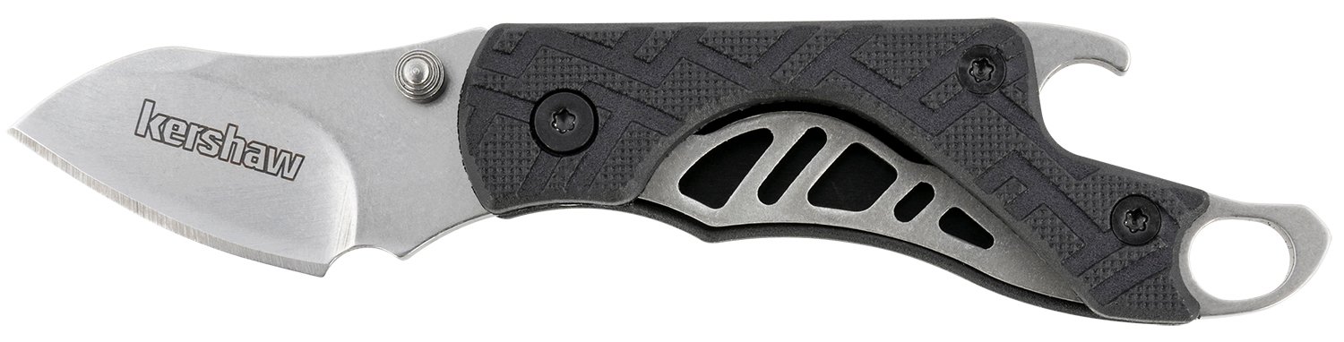 Kershaw 1025X Cinder 1.40" Folding Drop Point Plain Stonewashed 3Cr13MoV SS Blade Black Glass-Filled Nylon Handle Includes Key Ring