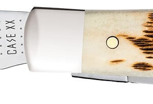 Case 00013 Trapper Mini 2.70"/2.75" Folding Clip Point/Spey Plain Mirror Polished Tru-Sharp SS Blade, Peach Seed Jigged Amber Bone Handle