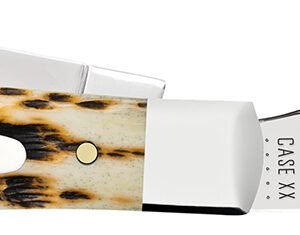 Case 00079 Stockman Medium 2.57"/1.88"/1.76" Folding Clip/Sheepsfoot/Pen Plain Mirror Polished Chrome Vanadium Steel Blade/Peach Seed Jigged Amber Bone Handle