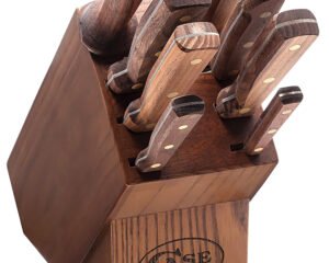 Case 10249 Household Cutlery Set Plain/Serrated Satin Tru-Sharp SS Blade Walnut Handle 9 Piece