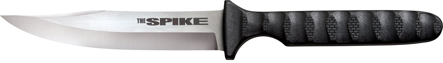 Cold Steel CS-53NBS Spike 4" Fixed Bowie Plain 4116 Stainless Steel Blade/Black Scalloped Griv-Ex Handle Includes Sheath