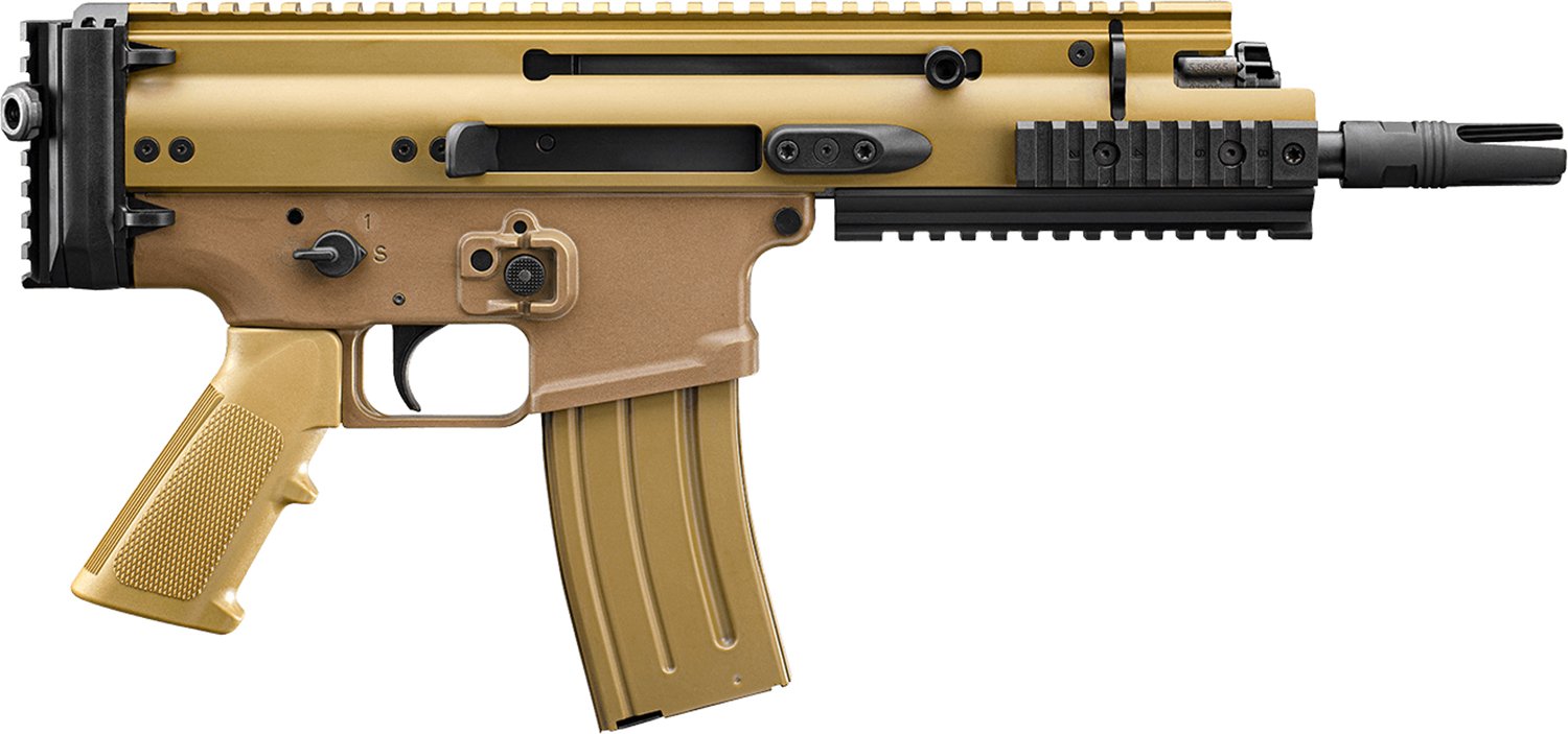 FN 38101241 SCAR 15P 5.56x45mm 30+1 7.50" Chrome Lined Steel Barrel, Flat Dark Earth Anodized Aluminum Picatinny Rail Receiver, FDE Polymer Grip, Ambidextrous
